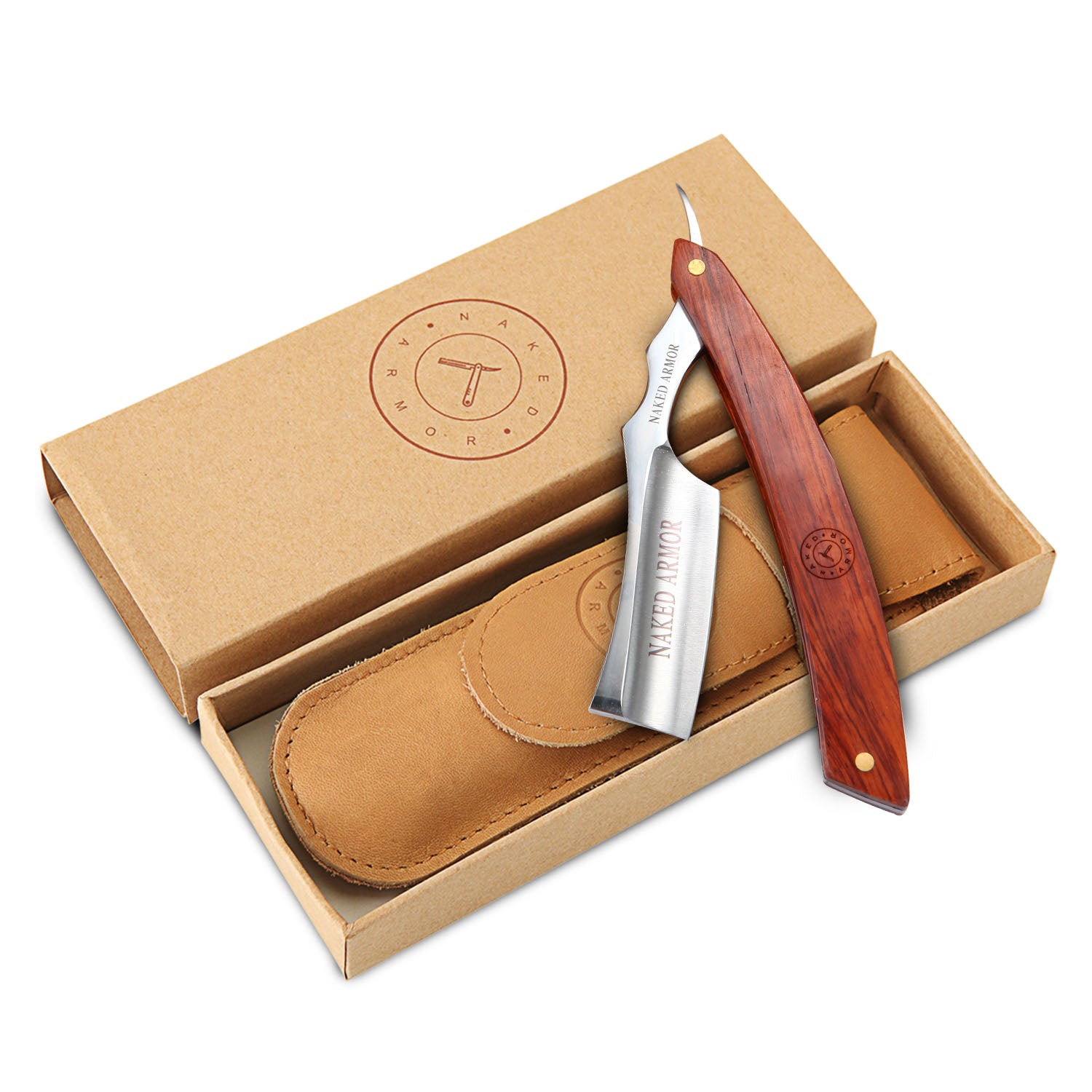 Naked Armor Thor Straight Razor 7/8&quot; Redwood Japanese Stainless Steel.