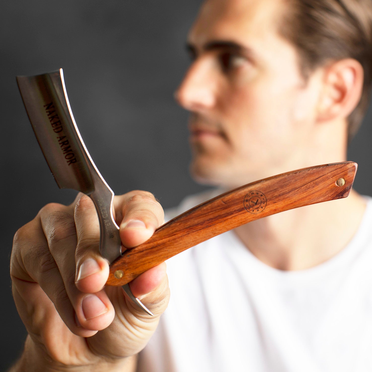 Naked Armor Thor Straight Razor 7/8&quot; Redwood Japanese Stainless Steel.