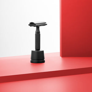 Rockwell razors Rockwell 6s adjustable safety razor in matt black with matching matt black ink well stand